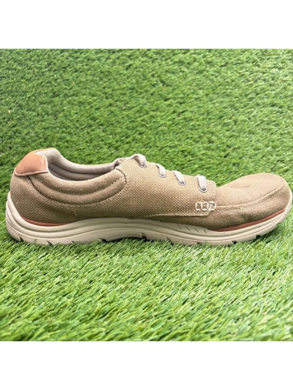 Skechers Expected Orman Mens Size 13 Khaki Casual Walking Lace Up Oxford Shoes